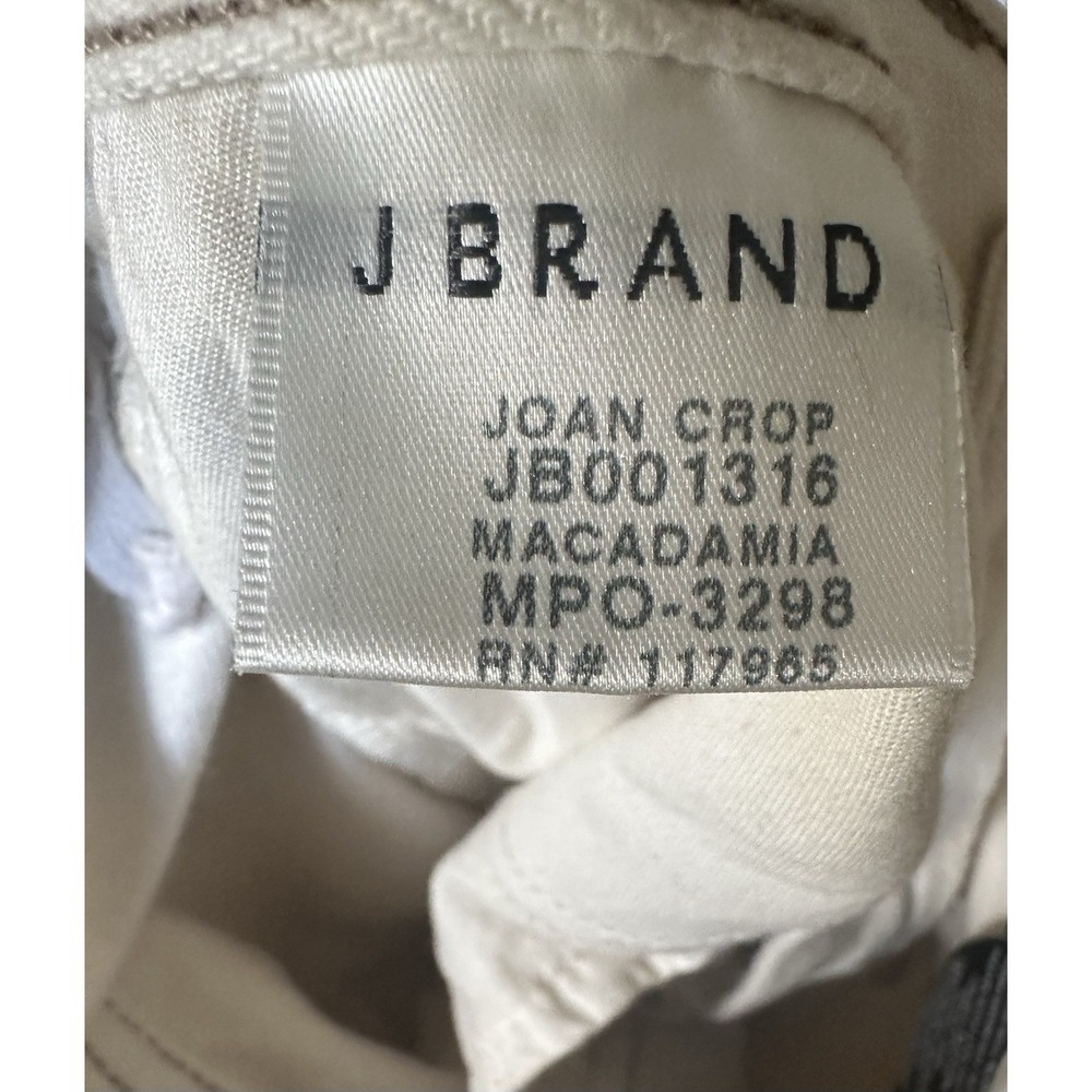 J Brand Joan Crop Jeans Women's Size 24 White Macadamia Frayed Hem Straight Leg - Picture 8 of 10